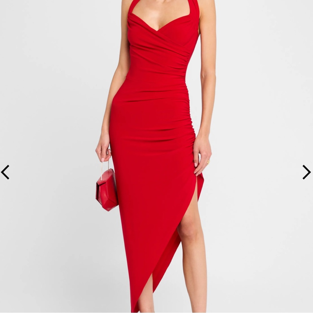 norma kamali women's cayla side drape gown red